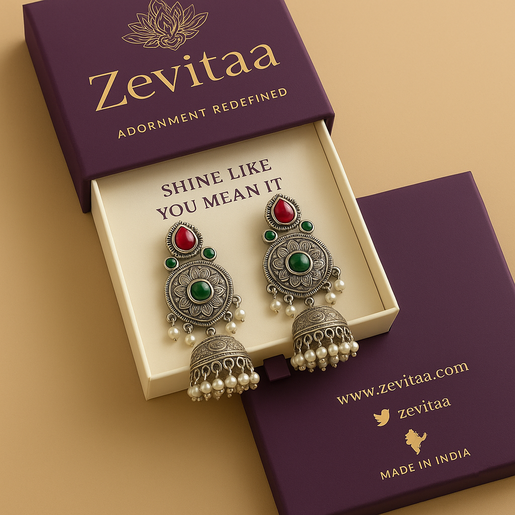Ornate Ruby and Emerald Earrings